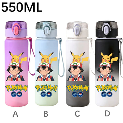 550ML Pokemon Sports Water Bottle Pikachu Mewtwo Gengar Eevee Portable Cartoon Drinking Cup Outdoor Hiking Gym Fitness Jugs
