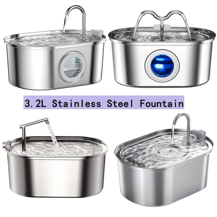 3.2L Stainless Steel Cat Water Fountain Cat Drinker Drinking Fountain For Cats Dogs Pet Water Dispenser Ultra Quiet Water Pump
