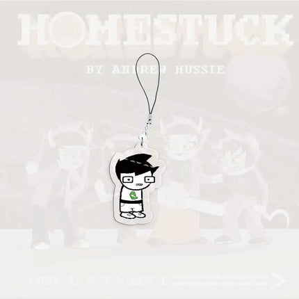 Cute Acrylic Homestuck Mobile Phone Charms Dave Strider John Egbert Karkat Small Pendant Phone Chain Keychain Fans Friends Gifts
