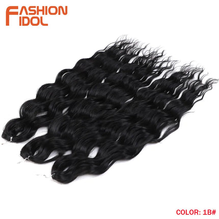 Anna 24 Inch Hair Synthetic Deep Wave Braiding Hair Extensions Braid Hair Ombre Rainbow Red Orange Twist Crochet Curly Hair