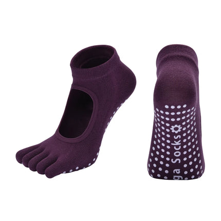 Women Five Toes Backless Yoga Socks Cotton Anti-Slip Indoor Fitness   Pilates Socks Ladies Ballet Dance Sports Socks Slipper