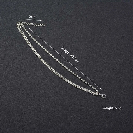Silver Color Crystal Zircon 3 Rows Beads Anklet for Women New Fashion Chain Multilayer Rhinestones Foot Crystal Jewelry