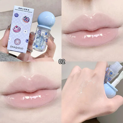 Shaoinuo Fruit-Flavored Lip Oil - Christmas Gift, Moisturizing and Nourishing, Long-Lasting, Non-Sticky and Glossy, Plumps Lips, Lip Balm Specifically for Students, Everyday Nude Makeup, Holiday Gift