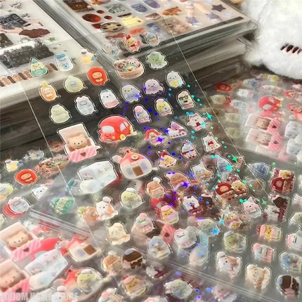 20 Sheets Vintage Glitter Stickers Transparent PET Cut Film Toploader Scrapbooking Deco Stickers Kawaii Journal Stickers