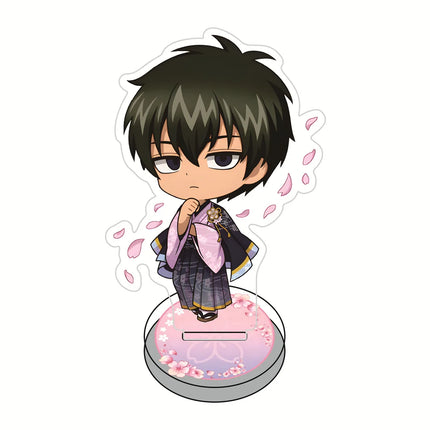 Gintama 10cm Blue Cherry Blossom Kimono Themed Acrylic Stand Figures keychain Anime Collectible Standee, Desk Decor Gift for Fan