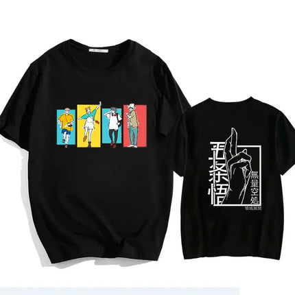 Jujutsu Kaisen Satoru Gojo Unisex Pure Cotton T-shirt 2026 Summer Anime Print Loose Casual Parent-child Short Sleeved Top
