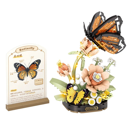 LOZ children's small particle building block toy set insect series yellow bee tiger butterfly model assembly girl toy gift