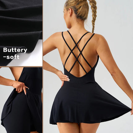 Summer Tennis Wear Womens Dresses Sportswear Woman Gym Dresses Bra Jumpsuit Shorts Leggings Women's Tracksuit Sport Yoga Clothes