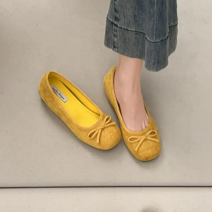 Spring Autumn Internal Elevation Women Mary Jane Shoes Ladies Outdoor Comfort Slip On Women's Butterfly-knot Ballet Shoes