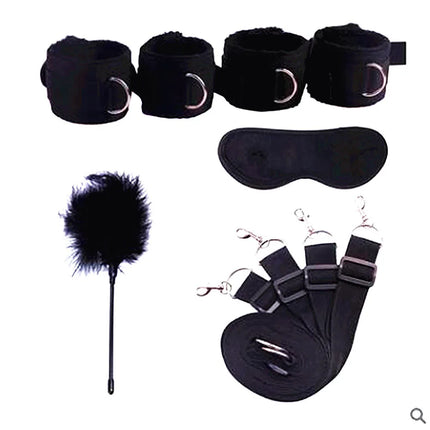 BDSM Bondage Gear Sets SM Slave Handcuff Leg Restraint Eyeblinder Teaser Sex Toy Kits Couple Adult Fetish Games Sex Bondage Toy