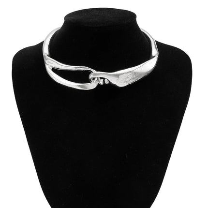 DIEZI Steampunk Irregular Clavicle Torques Necklace For Women Punk Gold Silver Color Statement Chokers Necklace Gift Jewelry