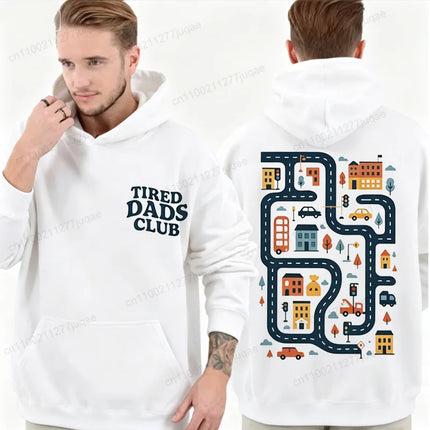 Tired Dads Club Men Hoodies Sweatshirts Creative Graphic Fashion Tracksuits Sweatshirts Vintage Sportwear Daddy Tops Gifts