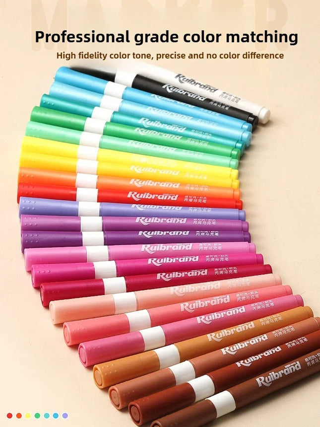 24/36/48/60 Color Acrylic Marker Pens Brush Tip Paint Markers for Kids DIY Crafts Painting Wood Canvas Stone Art School Supplies