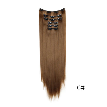 16 Clips in Hair Extensions 24Inchs Long Straight Hairstyle Synthetic Blonde Black Hairpieces Heat Resistant Fake Hair 6Pcs/Set