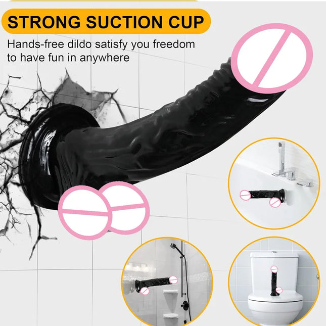 Realistic Black Wear Strap on Anal Plug G-Spot Masturbators Suction Cup Big Dildos Butt Plug Long Dick Adult Sex Toy for Women18