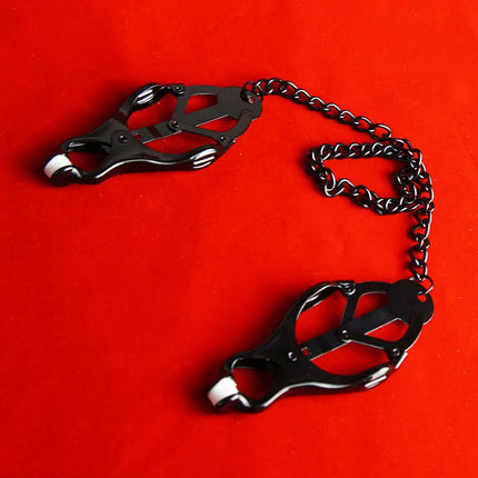 All Metal Intense Nipple Cover Clamps on Chain,Grip Tight Breast Clit Clip,BDSM Sex Toys for Couples,Adult Games