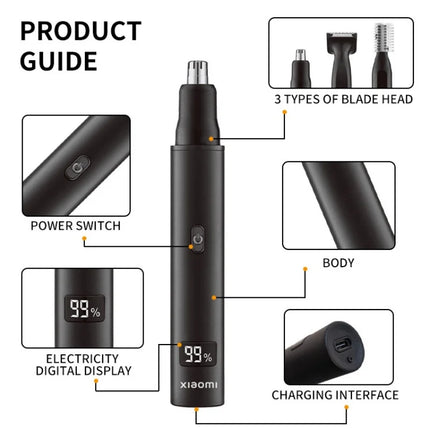 NEW! Xiaomi 3 in 1 Electric Nose Ear Hair Trimmer for Men Painless Rechargeable Sideburns Eyebrows Beard Hair Clipper Shaver