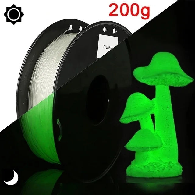 Flexible Filament Glow In The Dark TPU 1.75mm 1kg 500g 250g FDM 3D Printer Filament Luminous TPU Soft 95A Clear Blue Green