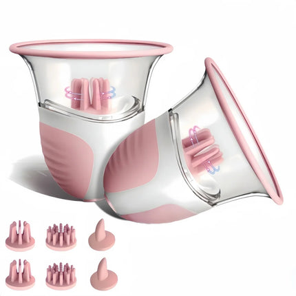 Breast Enlargement Suction Vibrator Rotating  Tongue Licking Vacuum Pump chest Massager Nipple Stimulation Masturbator Sex