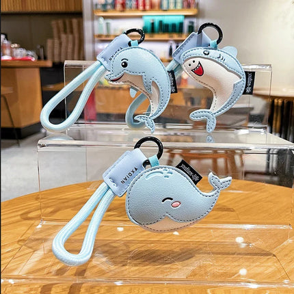 Original Marine Animal Leather Dolphin Keychain, Cute Cartoon, High-end Whale Girl Bag Pendant