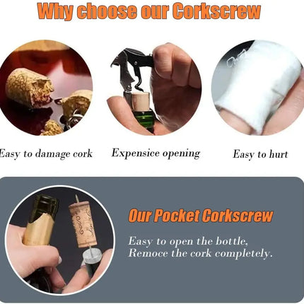New Air Pressure Pump Wine Bottle Opener Portable Stainless Steel Pin Easy Cork Remover Corkscrew for Home Party Wine Lovers