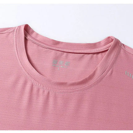 Women Reflective Running T-Shirt - High Elastic Breathable Quick-Dry Ice Silk Sport Top for Summer, Cool Short Sleeve Active Tee