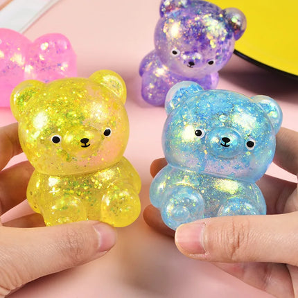 1pcs Random Glitter Gummy Bear Needoh Small Cute Animal Anti Stress Splat Decompressions Vent Squeeze Toy Bear Prop
