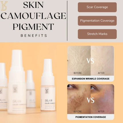 YDPMU 10ML Skin Camouflage Pigment Semi Permanent Makeup Tattoo Ink for Scar Vitiligo Stretch Mark Conceal Restore Skin Tones