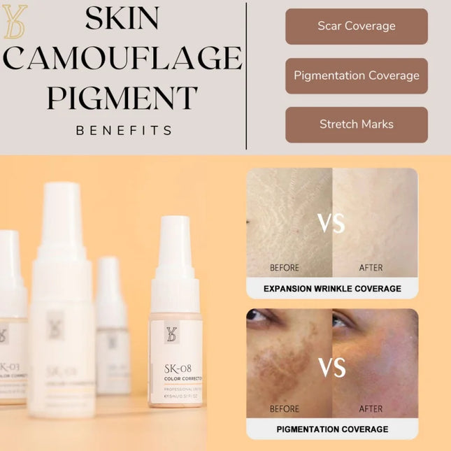 YDPMU 10ML Skin Camouflage Pigment Semi Permanent Makeup Tattoo Ink for Scar Vitiligo Stretch Mark Conceal Restore Skin Tones