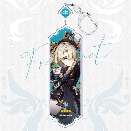 Anime Keychain Linnea Flins Durin Mualani Furina Arlecchin Key Chain Accessories Genshin Impact Cute Bag Pendant Key Ring Gift