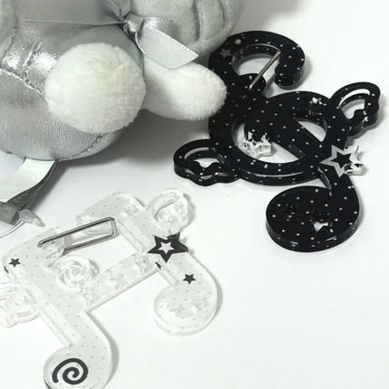 Kawaii Black white notes Illustration trinkets keychain bag charms Acrylic pendant Carabiner Backpack Pendant Decoration Gifts