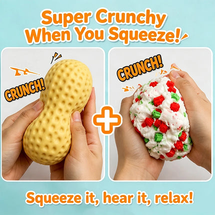 Crunchy Peanut Stress Ball Squeeze Ball Squishy Toy Buttery-Soft Feel Fidget Toy ASMR Sensory Anti Stress Toys for Kids Adults