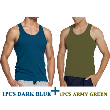 Tank Tops Men New 100% Cotton Solid Vest Mens Slim Casual Breathable Sleeveless Tops Gym Running Undershirt Male Gift Hot Sale