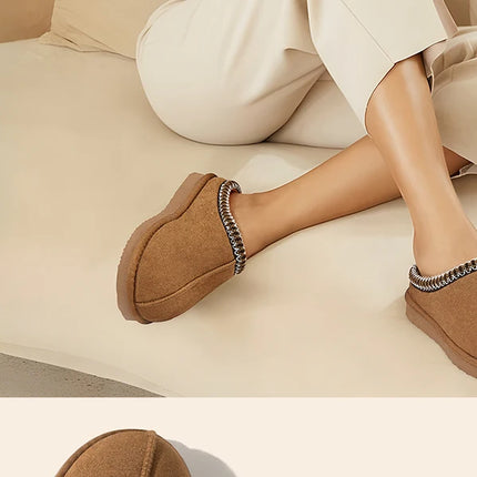 Eyriphy Size 36-37 to 48-49 Women's New Genuine Suede Slippers Winter Slip On Memory Foam Furry Shoes Comfortable Home Slippers