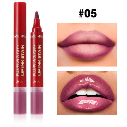 Lip Pencil Liquid Liner Double Head 2in1 Waterproof Tint Nude Oil Plump Gloss Mirror Lasting Moisturizing
