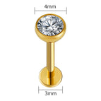 Gold 4mm CZ / Plug & Tunnel Jewelry / 16G 1.2x8mm|Body|Round