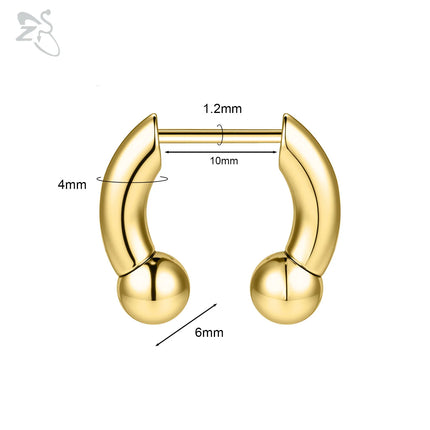 ZS 1PC 16G Buffalo Horn Nose Piercing Stainless Steel Pincher Plug In Septum Ring Stretcher Expander Gold Color Nose Ring 8mm