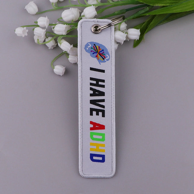 I Have Autism Embroidered Key Fobs ADHD Key Tags Keychain for Car Motorcycles Keyring Accessories Medical Jewelry Chaveiro Gifts