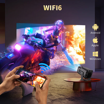 Projector, Newest Mini Portable Smart Home Theater Projector HY320, 4K HD Android Projector WiFi6 Bluetooth Auto Keystone Correc