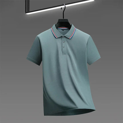 2025 New Men's Casual Solid Color Short-Sleeved Polo Shirt Summer Fashionable and Comfortable Versatile Top