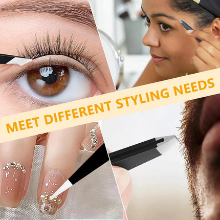 Eyebrow tweezer & eyebrow scissors set, stainless steel multifunctional eyebrow & facial hair trimming beauty, eye styling tool