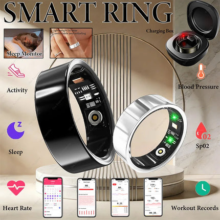 Men Women Smart Ring Menstrual Period Heart Rate Sleep Health Monitoring IP68 Waterproof Sports Fitness Tracking Smartring 2026
