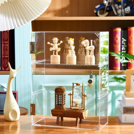 Locking Acrylic Display Case Lockable Clear Display Case 3 Tier Clear Storage Cabinet Removable Shelves for Display
