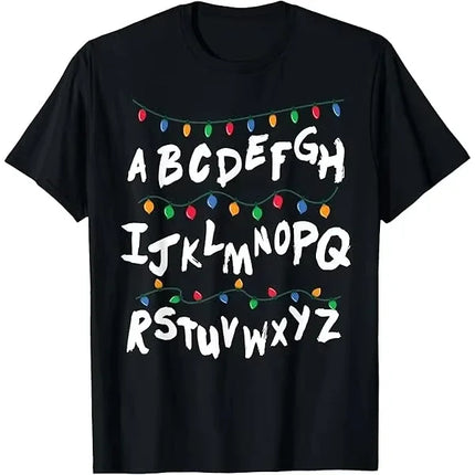 2026 Hot Selling Fashion New TV Drama Peripheral Stranger Christmas Light T-shirt Christmas Light T-shirt T-shirt Large Size