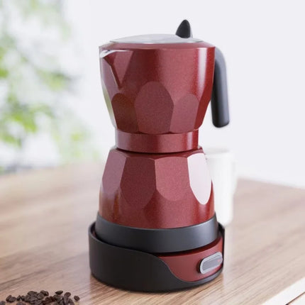 150ml/3 Cups Electric Coffee Maker Portable 110V/220V Aluminum Mocha Pot Electric Italian Coffee Maker Percolator for Home Red
