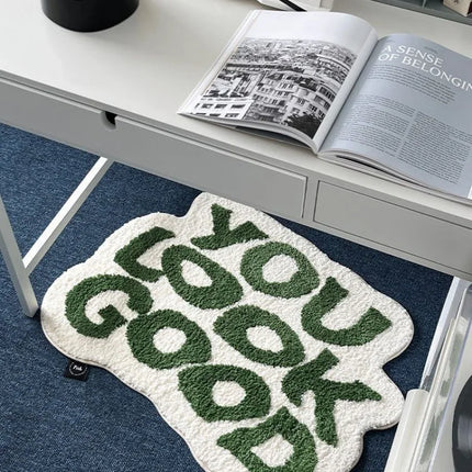 Irregular Letter Floor Mats, Soft And Anti-Slip Faux Cashmere Area Carpets, Bedroom Chair Floor Mats, Home Decoration