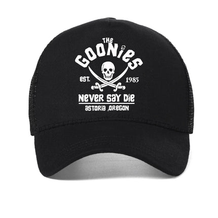 The Goonies Est 1985 Never Say Die Men's baseball cap summer mesh Snapback hat fashion outdoor Causal Breathable sun hats