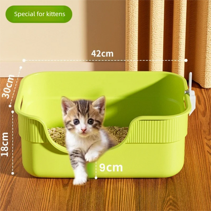 Cat Litter Box, Giant Anti-Splash Semi-Enclosed Cat Toilet, Giant Pet Litter Pan for Indoor Cats