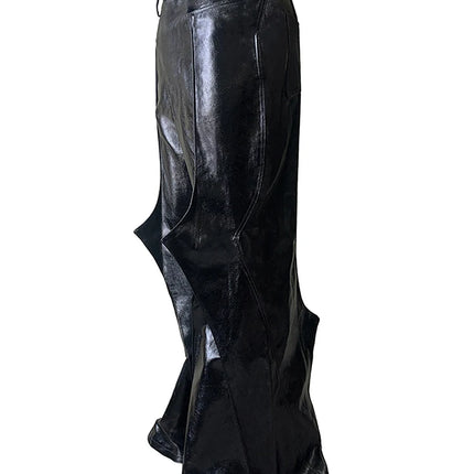 Nerazzurri Autumn Shiny Black Pu Leather Flare Pants for Men Dark Academia Vintage Opium Style Streetwear Clothing Fashion 2026