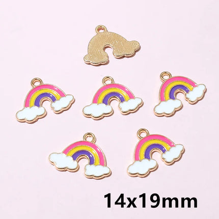 10pcs Rainbow Charms Cute Enamel Metal Charm Pendant for DIY Necklace Bracelet Jewelry Making